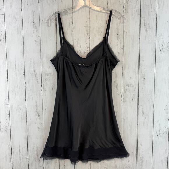 Ottod'Ame Black/Grey Silk Blend Italy Distressed Trim Mini Slip Dress Size 12 - Picture 7 of 16